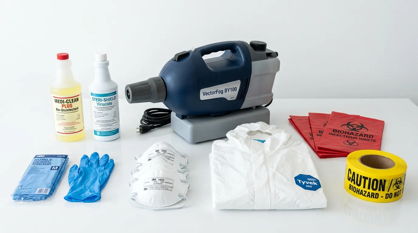 Professional biohazard remediation crew working in Cypress Village